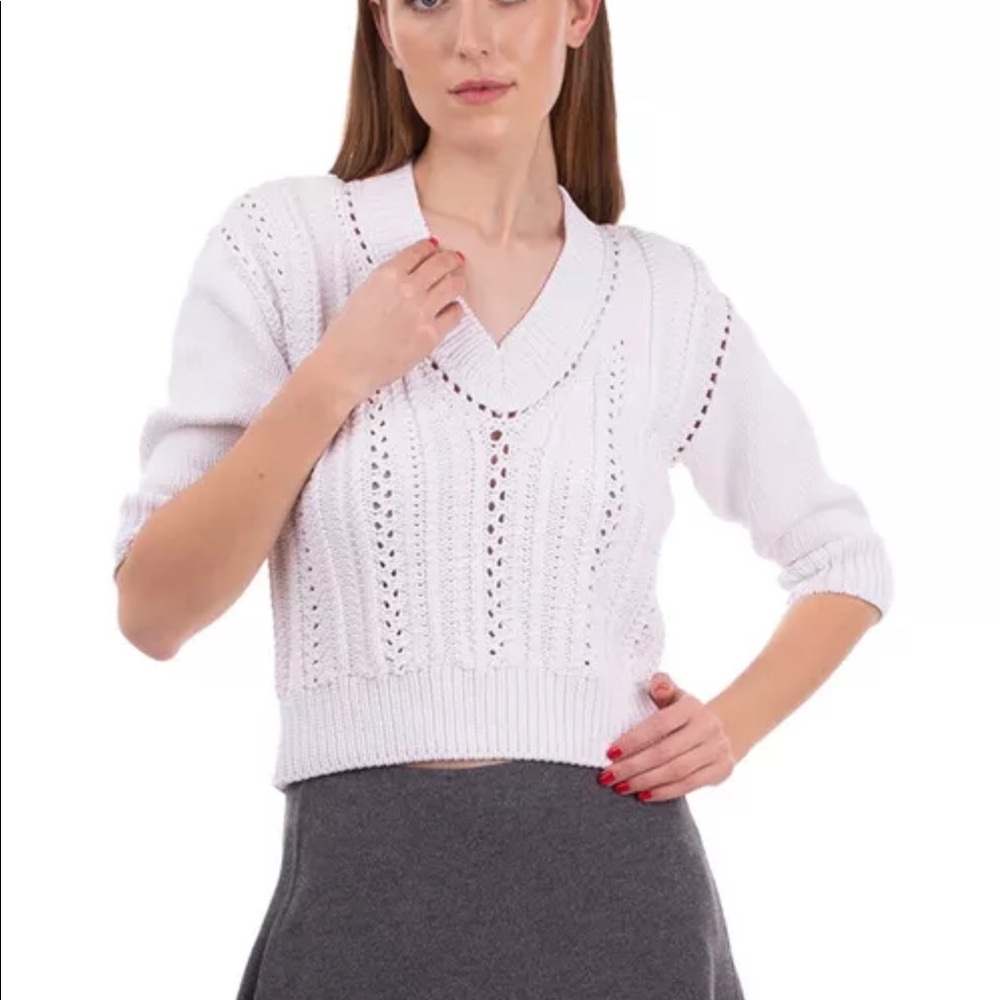 3.1 PHILIP LIM THICK KNIT CROPPED SWEATER TOP SIZE SMALL